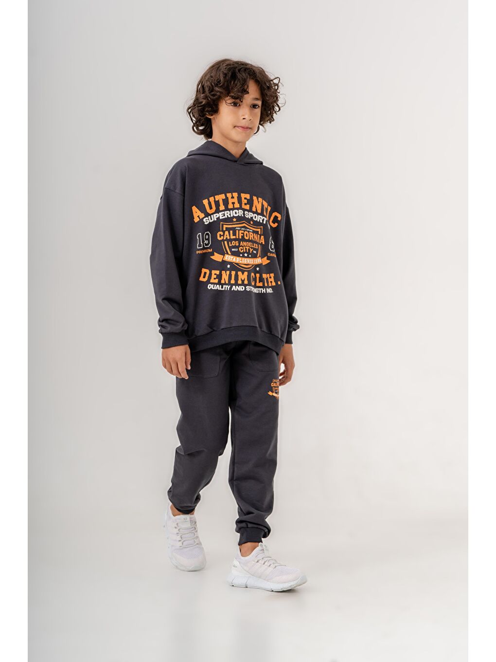 Mışıl Kids Füme Authentic Denim Los Angeles City WestSide Erkek Çocuk Alt-Üst Eşofman Takımı - 10