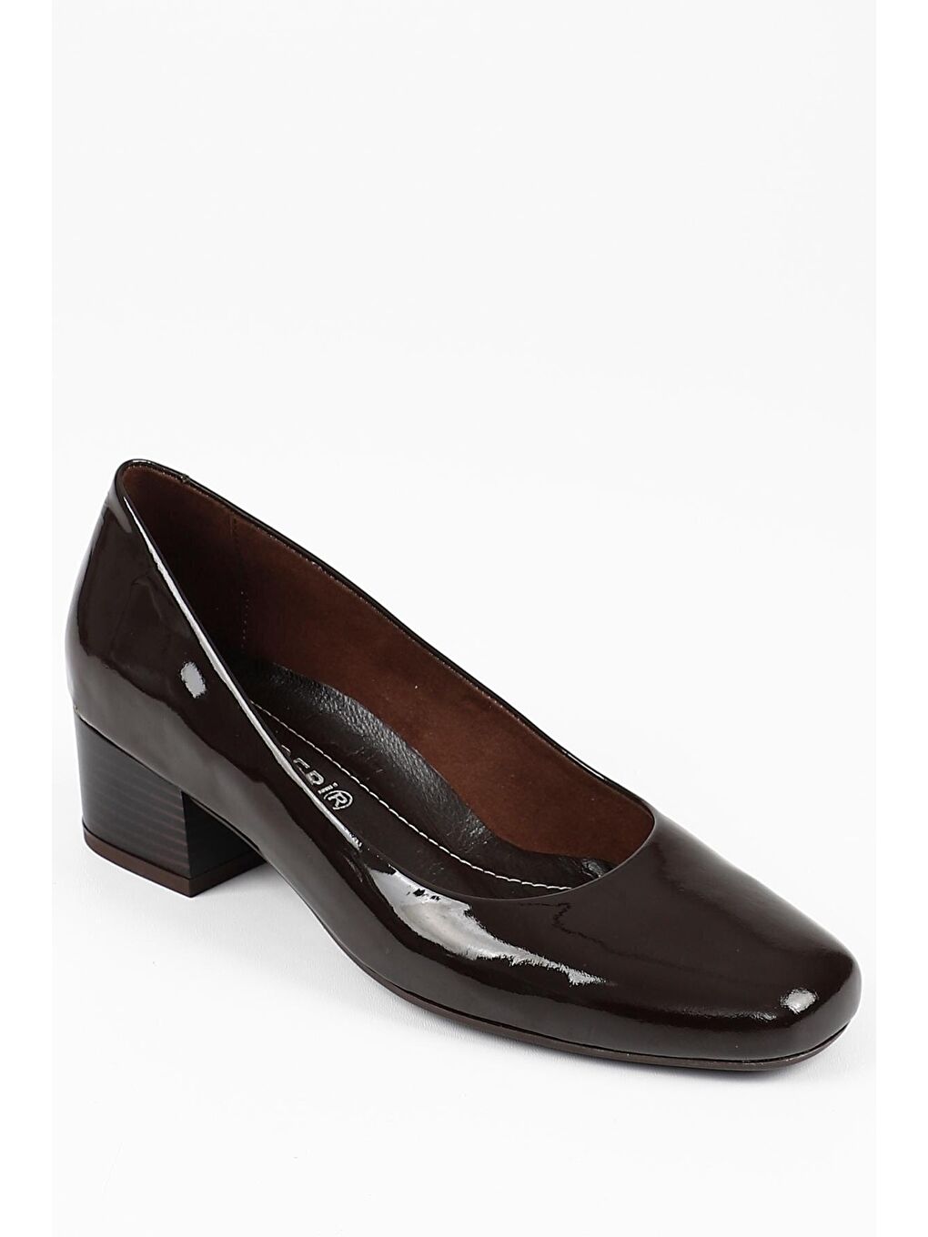 Kahverengi KAHVERENGİ  Hakiki Deri Yuvarlak Burun Kısa Kalın Topuklu Kadın Ayakkabı 24100-4