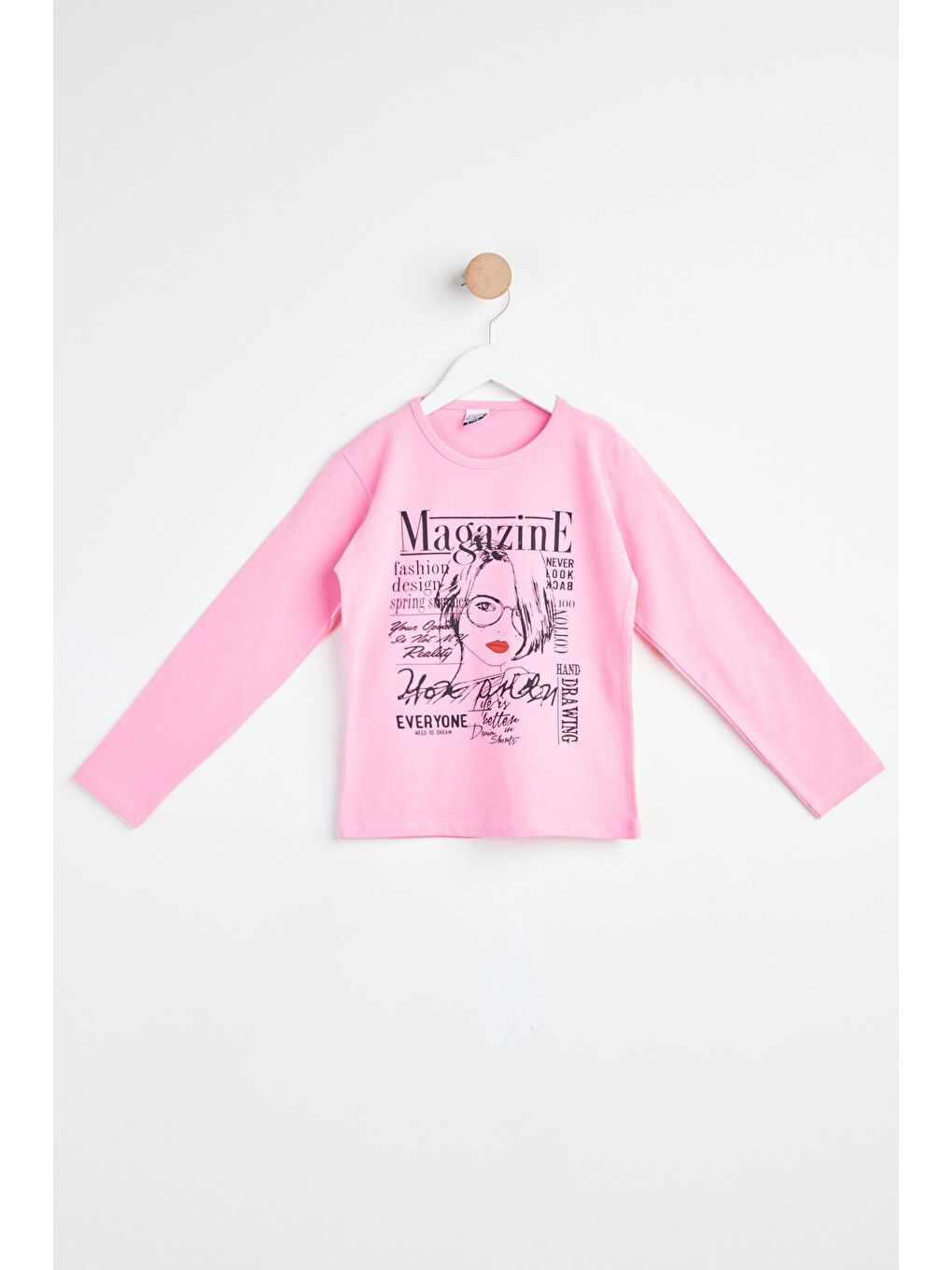 TOFİSA Pembe Kız Çocuk Pembe Uzun Kol Baskılı Sweatshirt- 24264