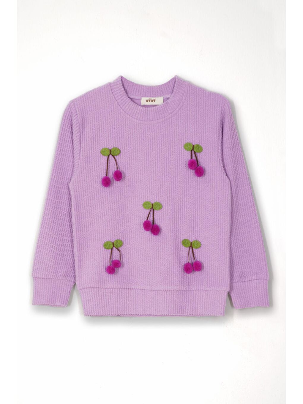 Kiraz Aksesuarlı Lila Renk Kız Çocuk Pantolonlu Takım-1