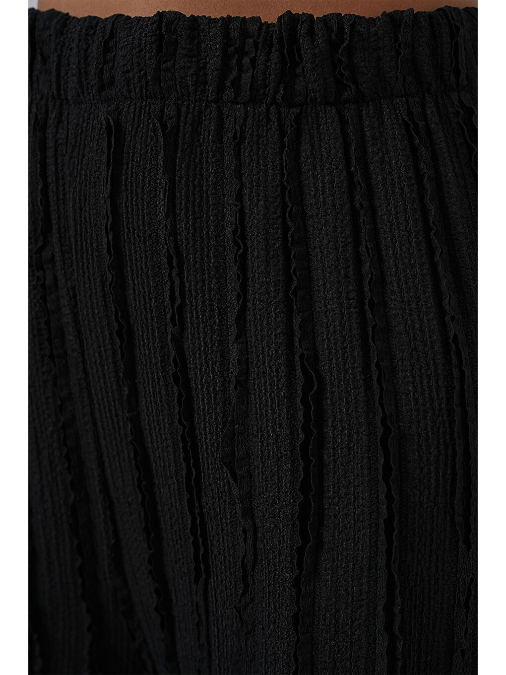 Kadın Dokulu Esnek Örme Pantolon 30057 - Siyah-3