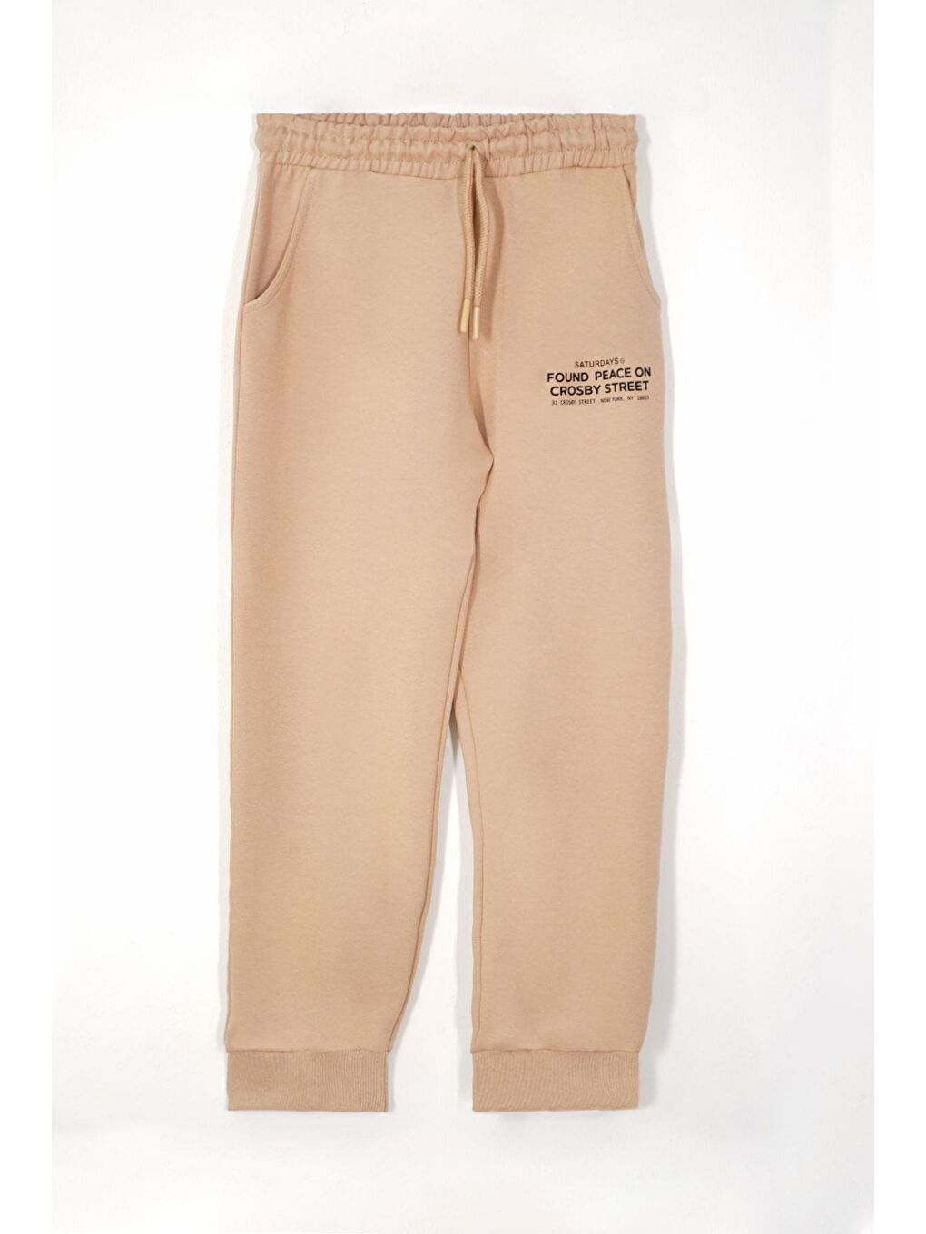 Bej Baskılı Bağcıklı Vizon Renk Erkek Çocuk Eşofman Tek Al