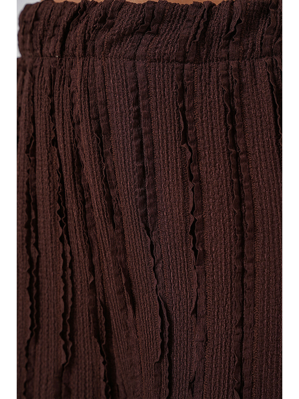 Kadın Dokulu Esnek Örme Pantolon 30057 - Kahverengi-3