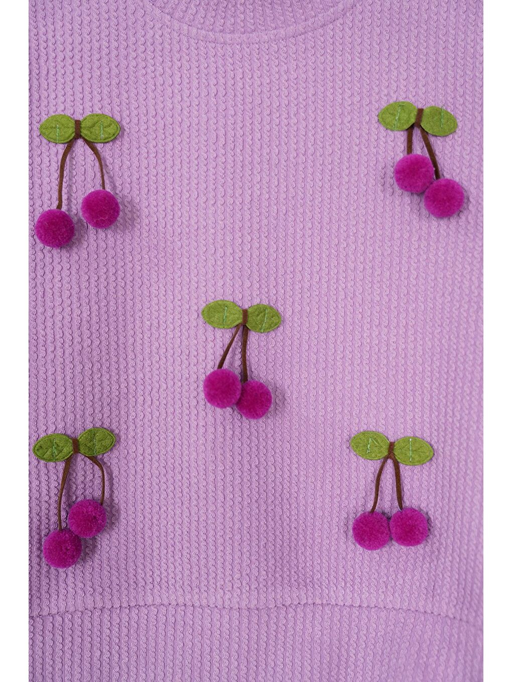 Kiraz Aksesuarlı Lila Renk Kız Çocuk Pantolonlu Takım-3