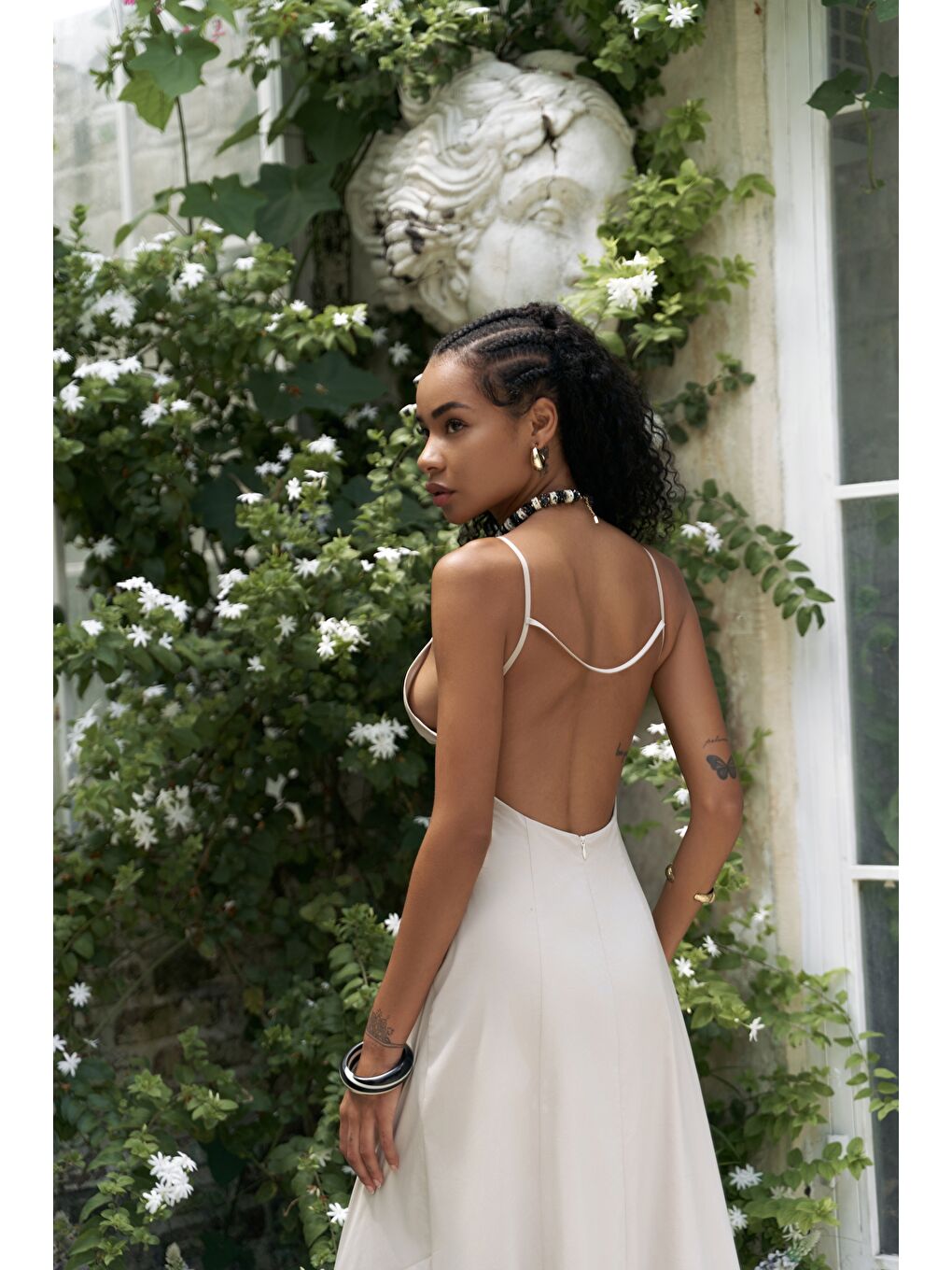 Bej Onella Askılı Taş Uzun Elbise-5