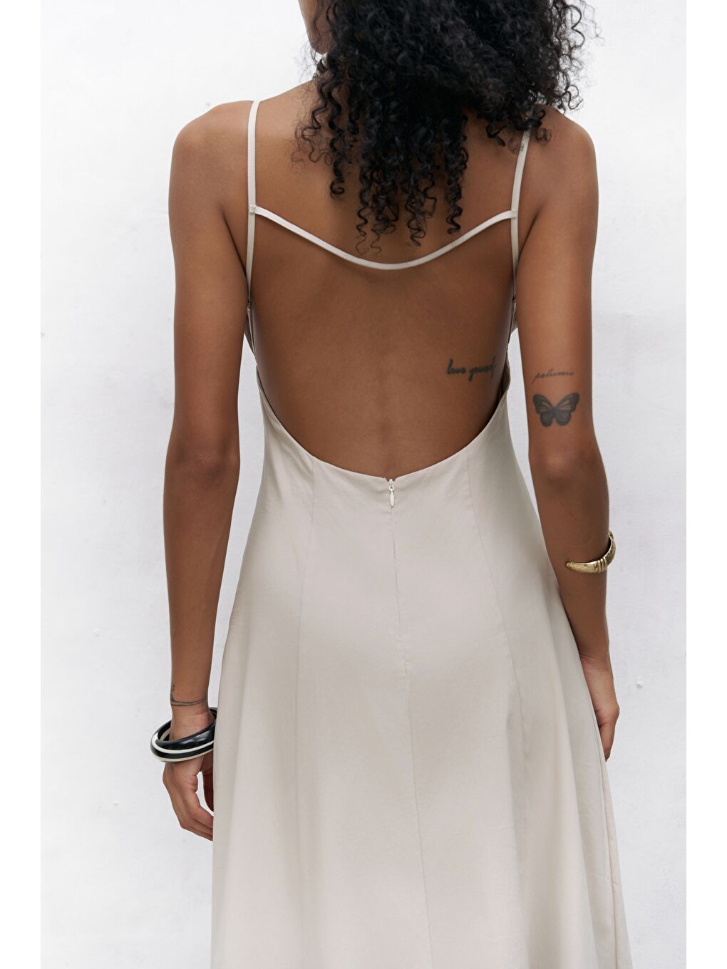 Bej Onella Askılı Taş Uzun Elbise-6