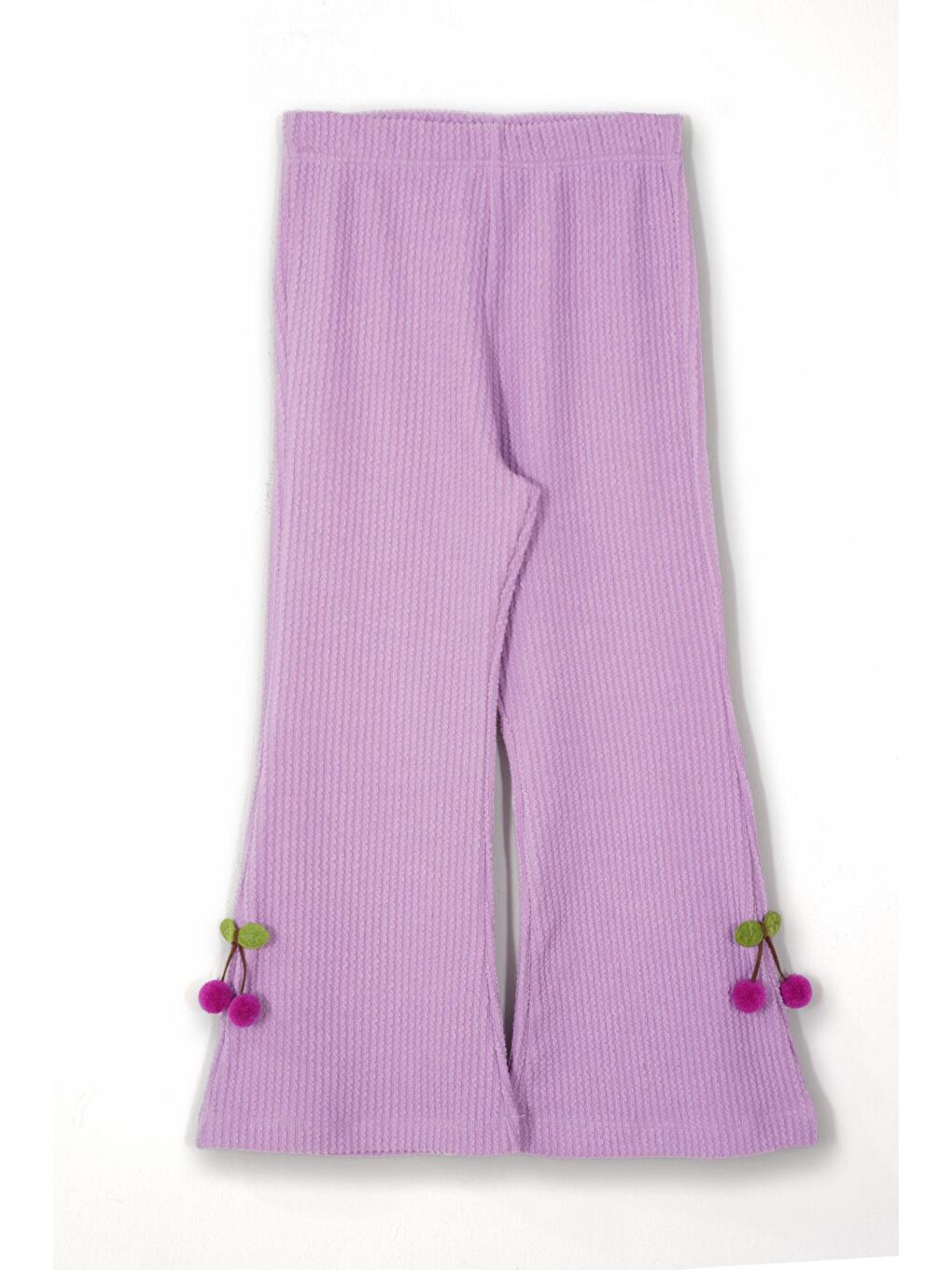 Kiraz Aksesuarlı Lila Renk Kız Çocuk Pantolonlu Takım-4