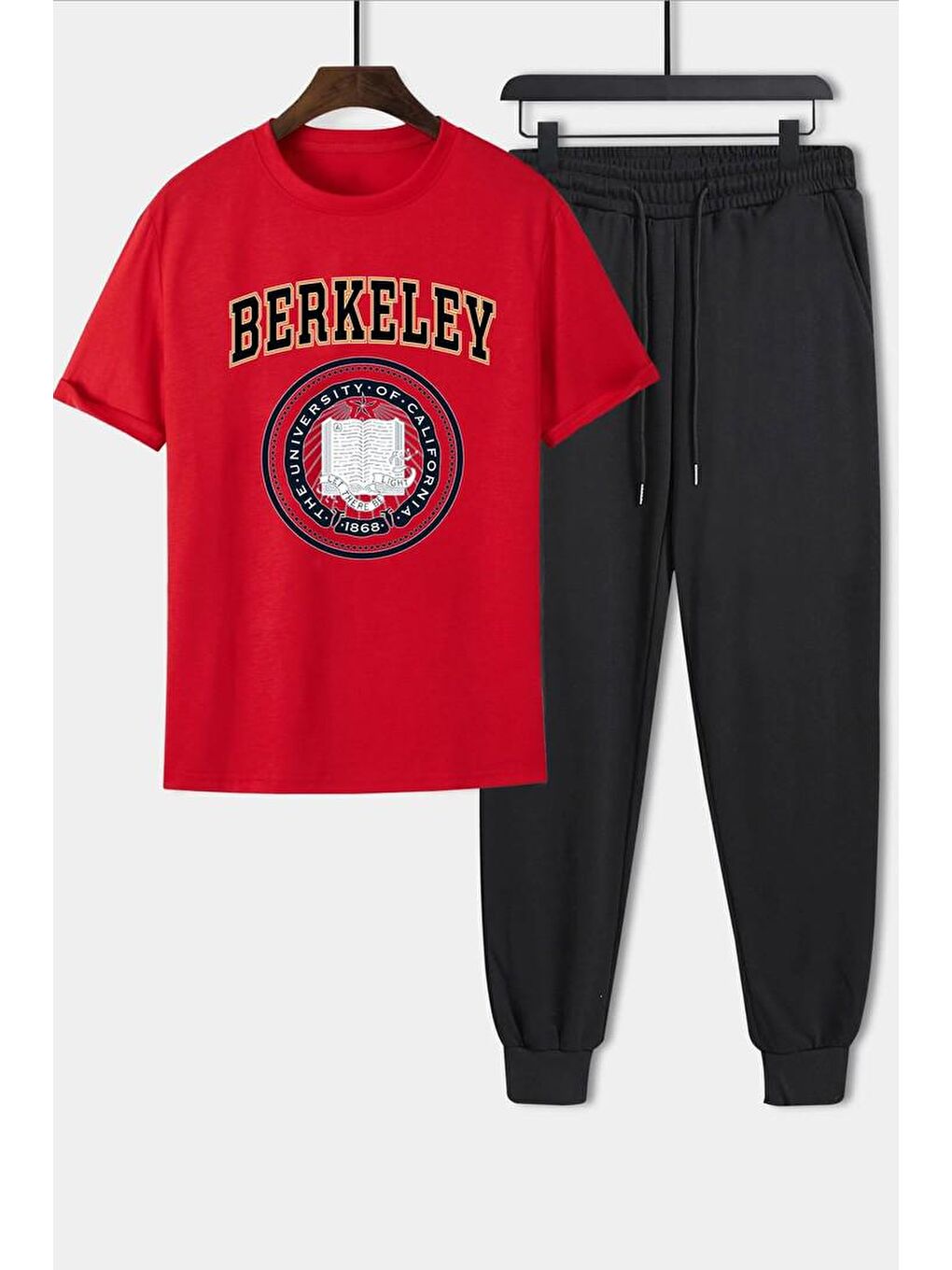 Kırmızı Unisex Berkeley Baskılı 2'li Eşofman Takımı