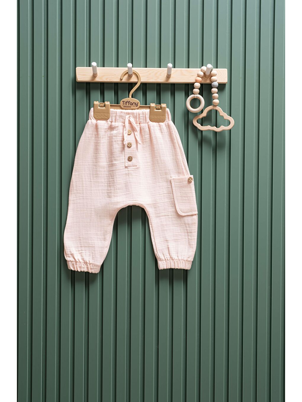 Pembe Bebek Müslin Şalvar Düğmeli Pantolon 6 Ay 3 Yaş