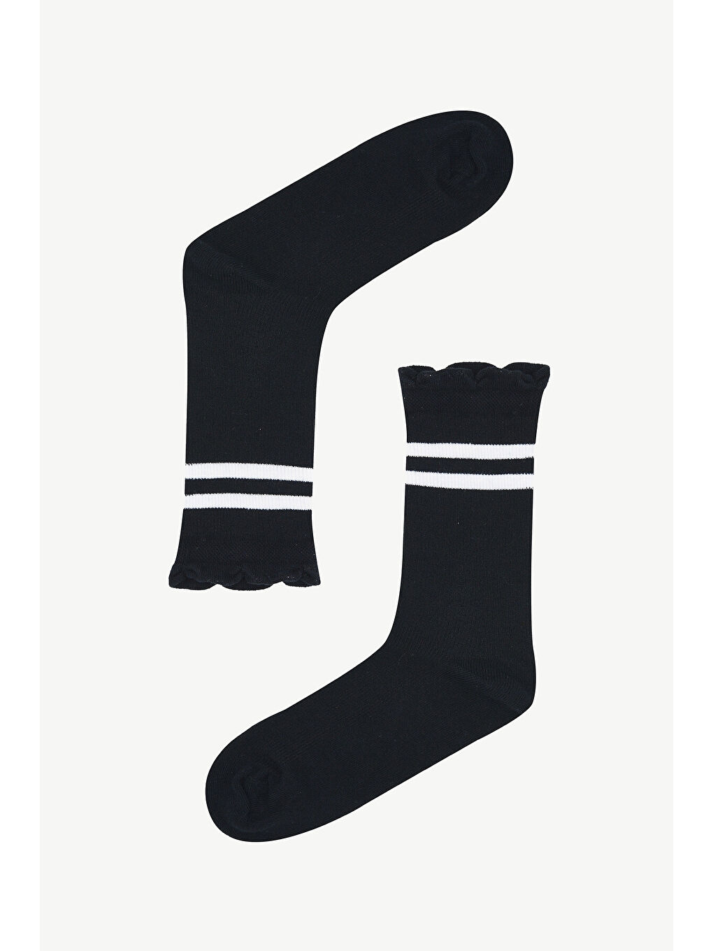 Siyah Çizgili Bayan Soket Çorap-1