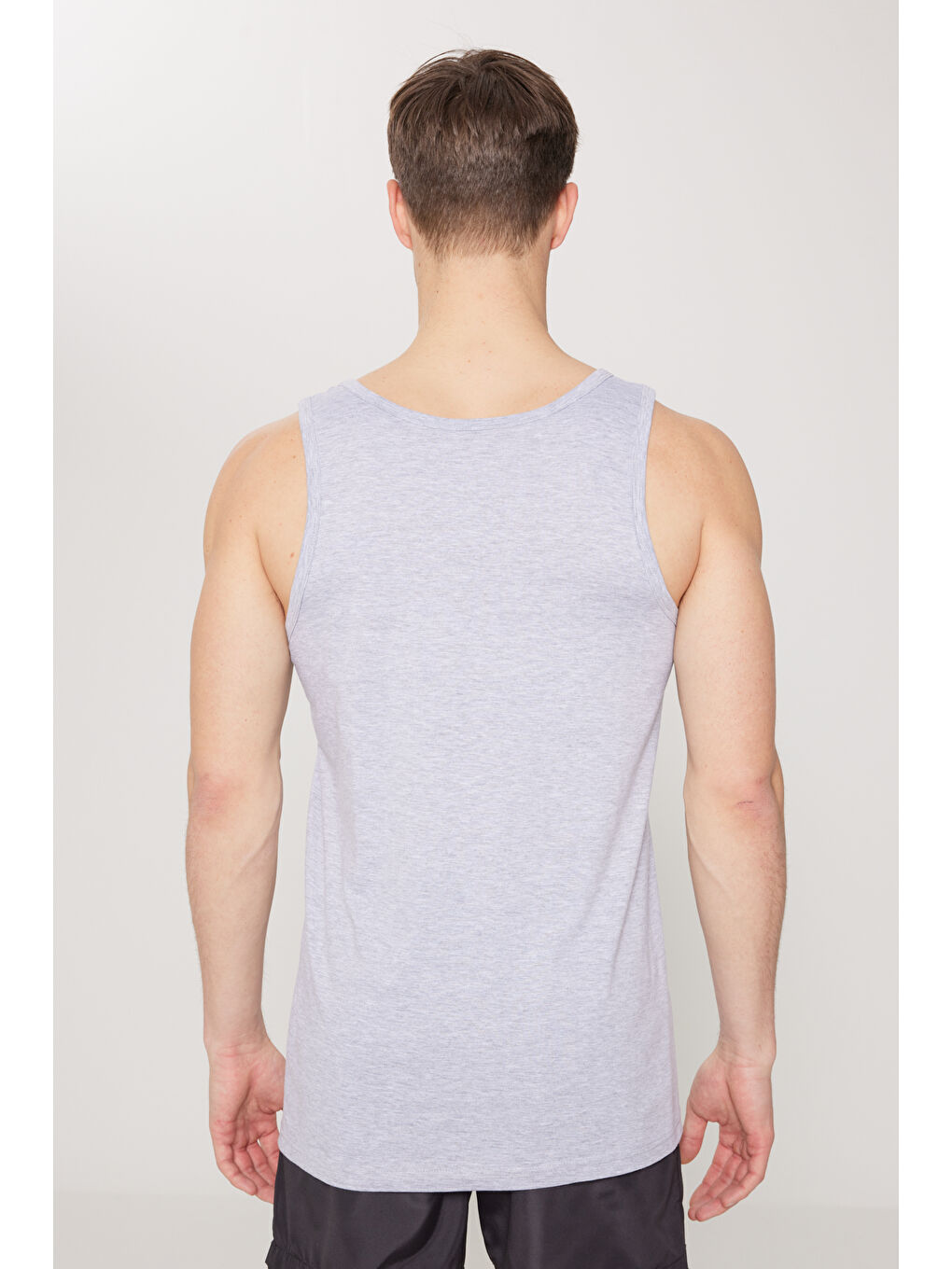 Erkek Gri Melanj Premium %100 Pamuk 2'li Paket Atlet-4