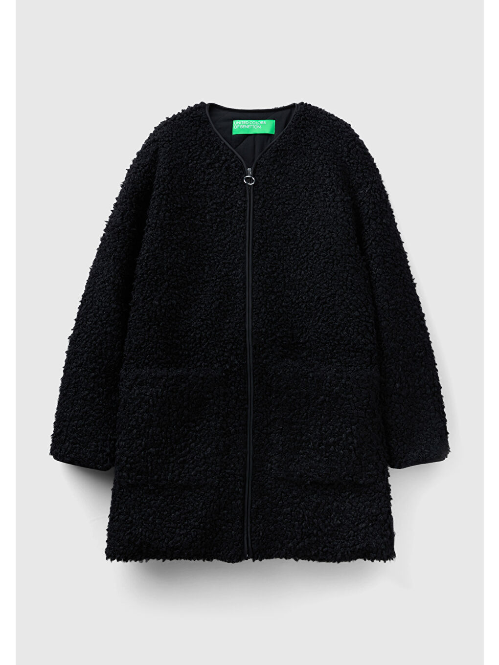 Kadın Siyah Yakasız İnce Mont-1