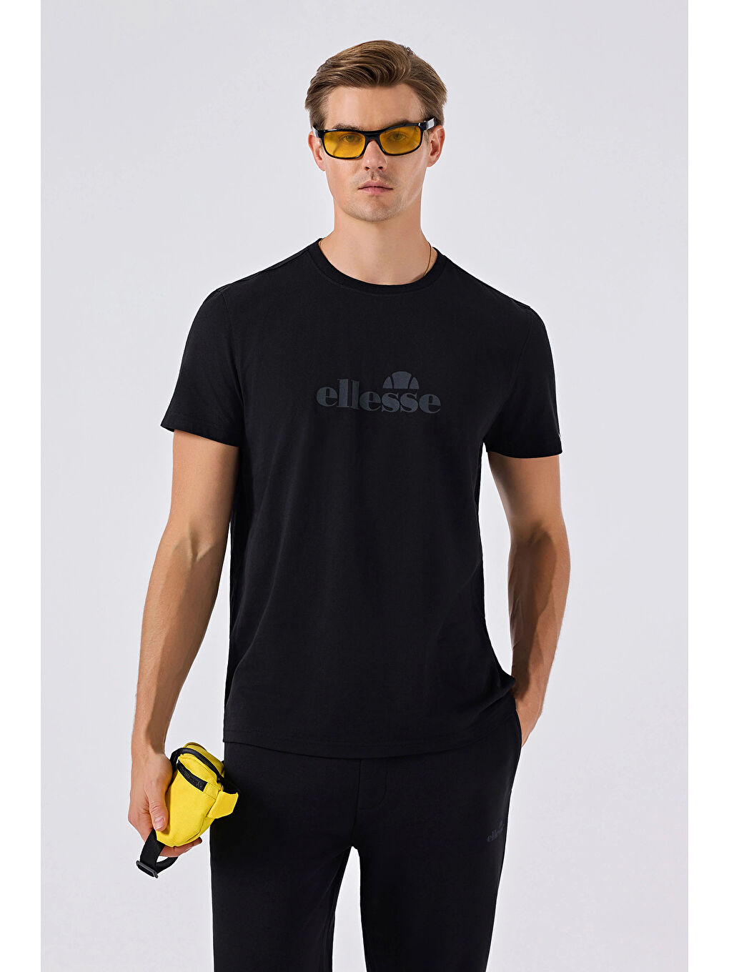 Siyah Logolu % 100 Pamuk Regular Fit Bisiklet Yaka T Shirt 6SM5017-BK