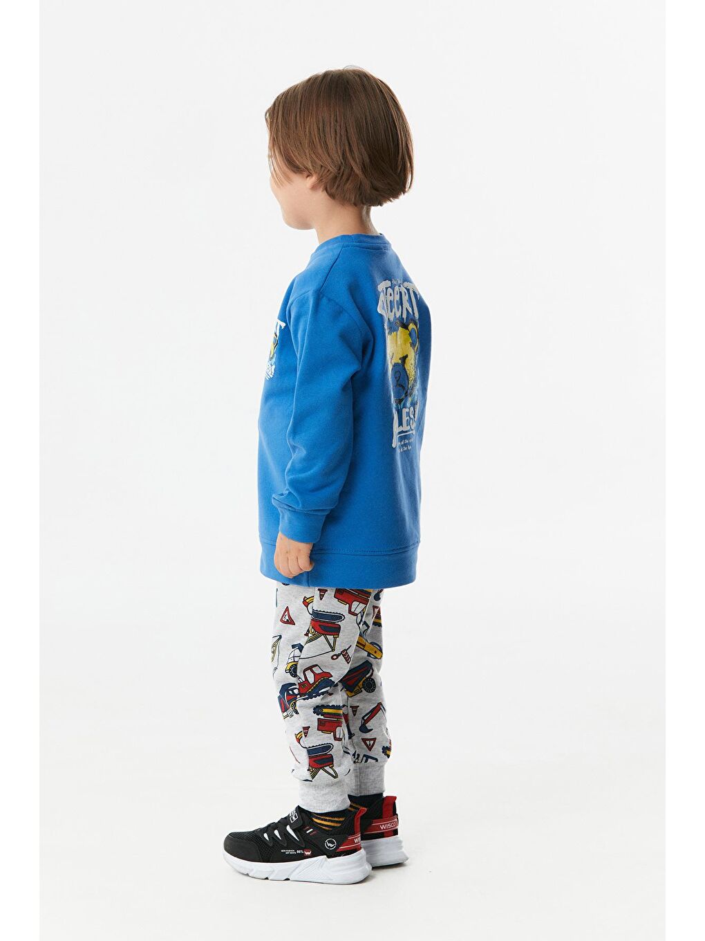 Mavi Baskılı Bisiklet Yaka Erkek Çocuk Sweatshirt-3