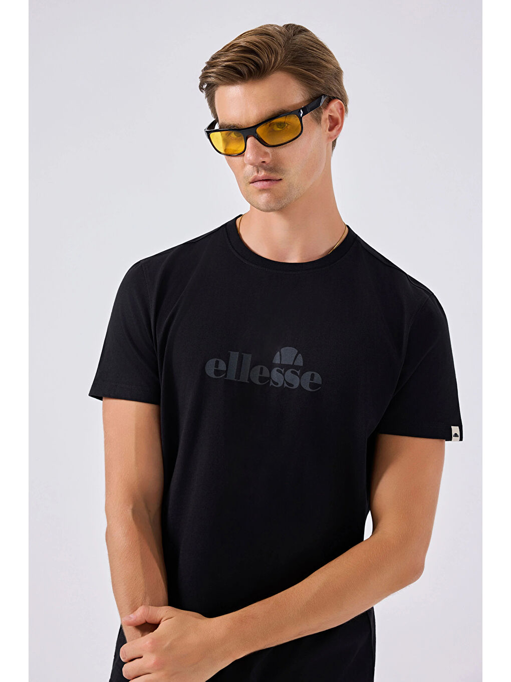 Siyah Logolu % 100 Pamuk Regular Fit Bisiklet Yaka T Shirt 6SM5017-BK-1