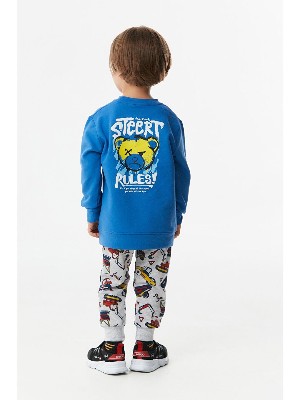 Mavi Baskılı Bisiklet Yaka Erkek Çocuk Sweatshirt-4