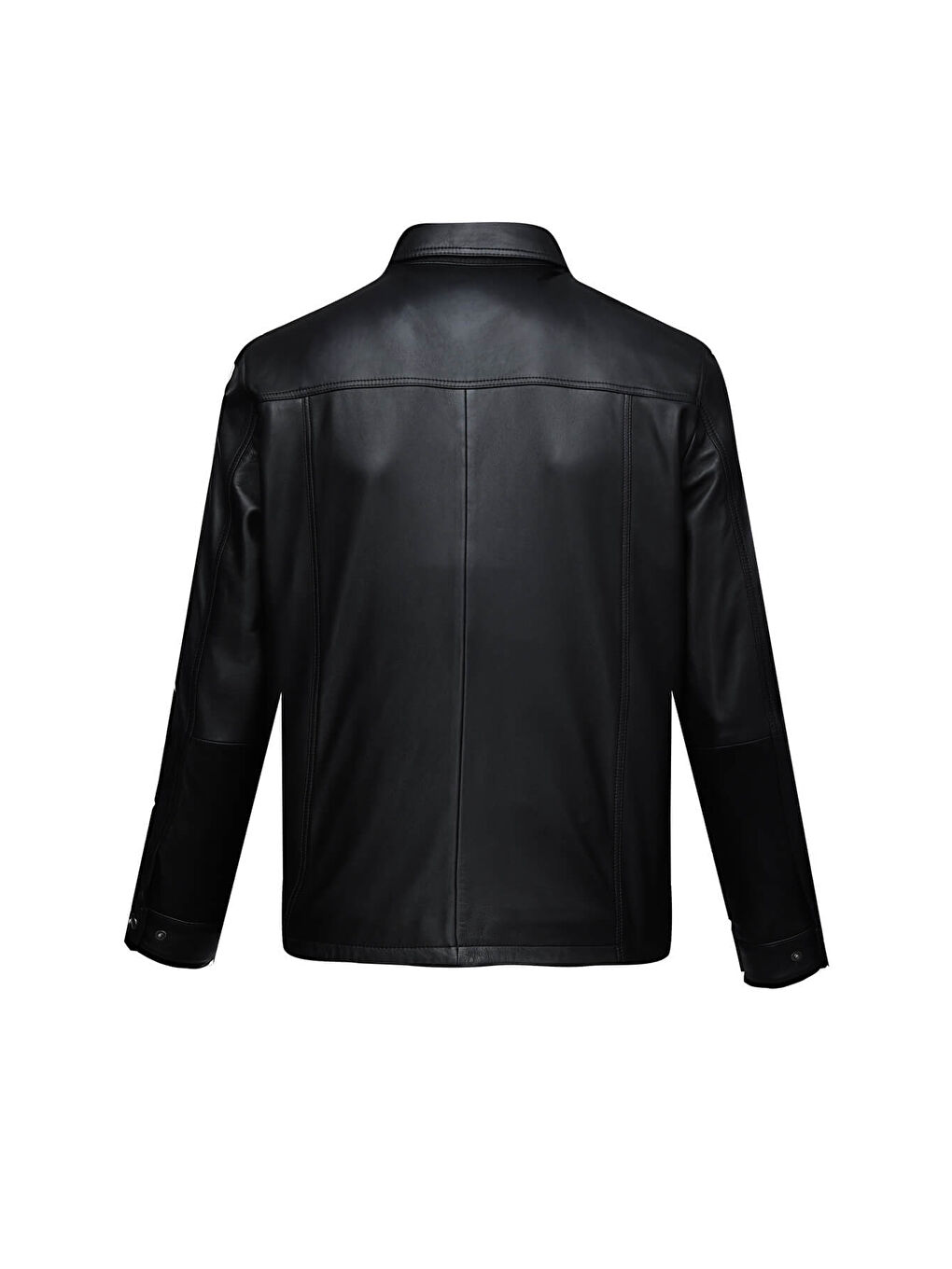 Siyah Regular Fit Bebe Yaka 100% Hakiki Deri Mont-2