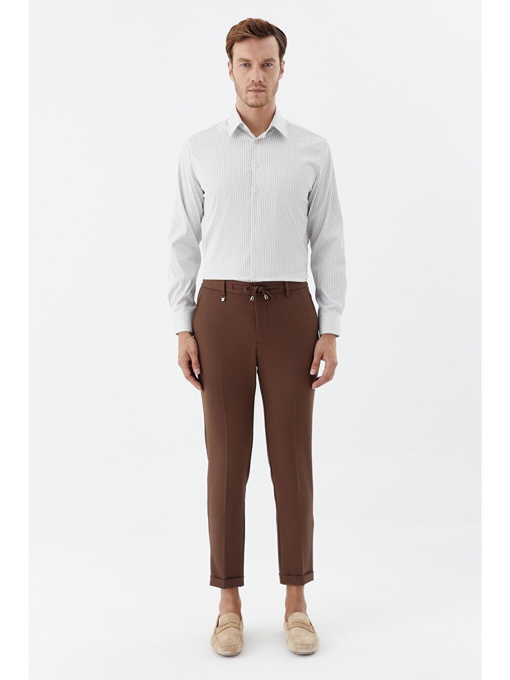 Kahverengi Kahve Regular Fit Yan Cepli Jogger Erkek Pantolon-1