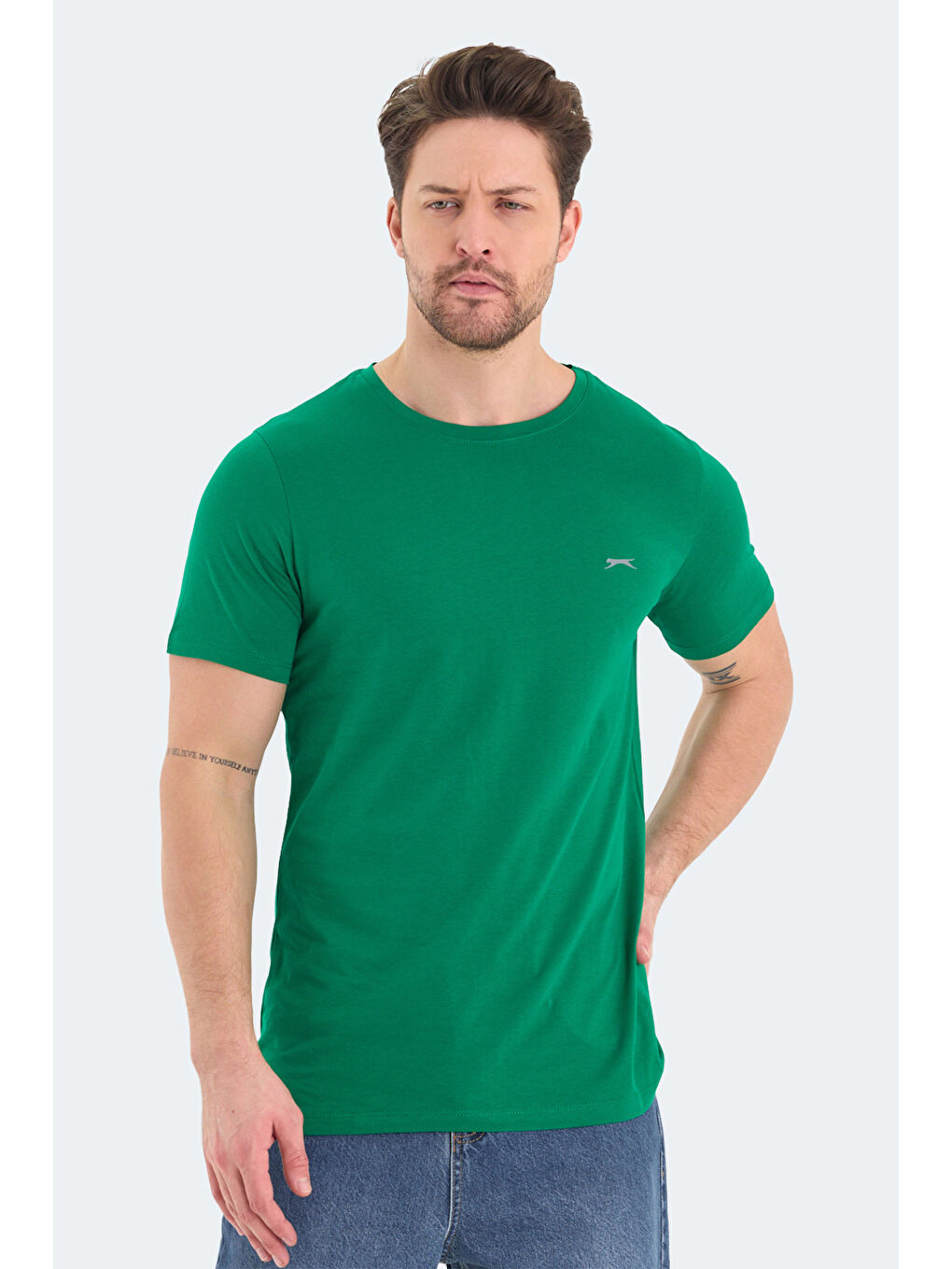 ROSALVA Erkek %100 Pamuk Tişört Yeşil-5