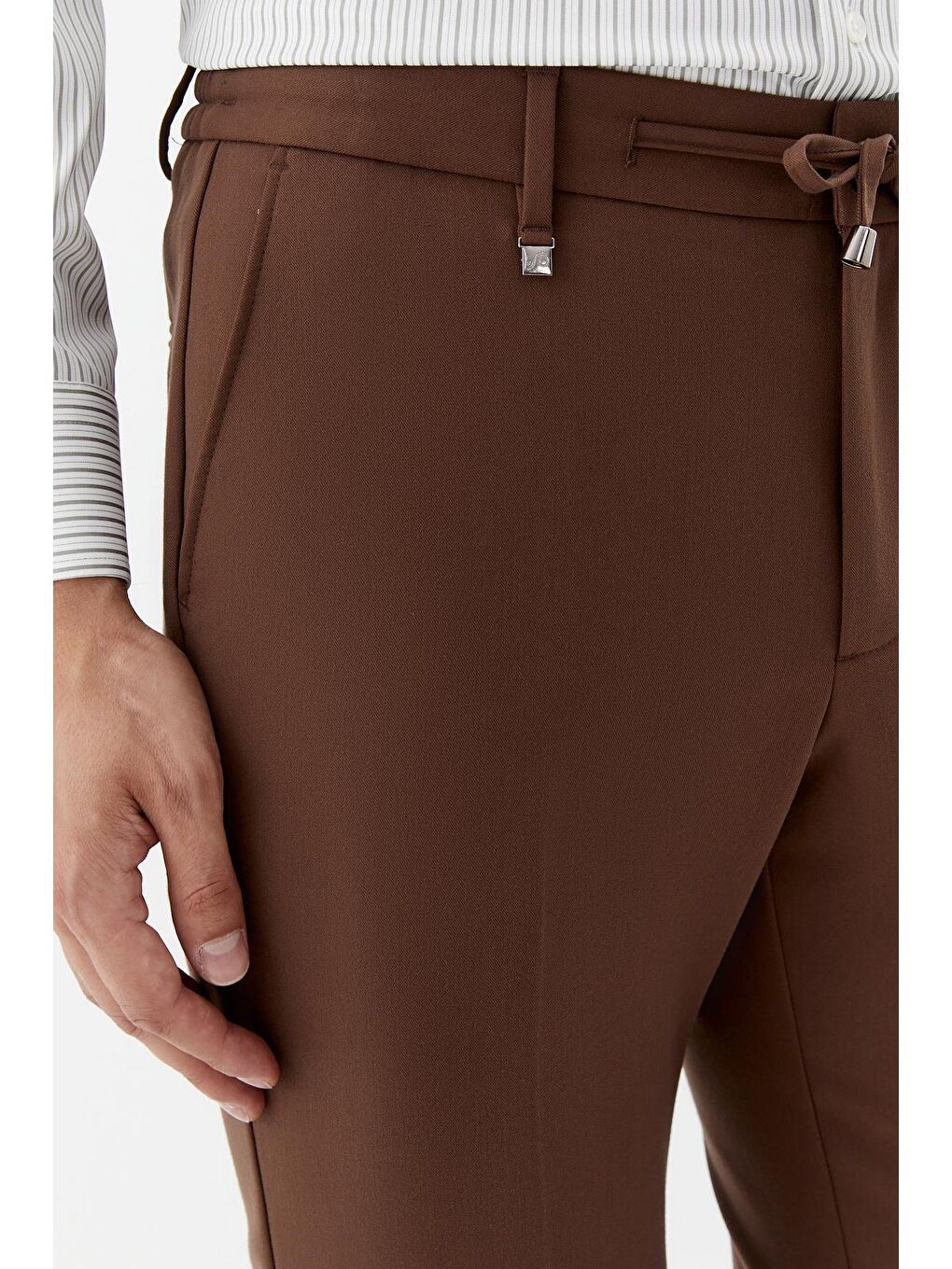 Kahverengi Kahve Regular Fit Yan Cepli Jogger Erkek Pantolon-3