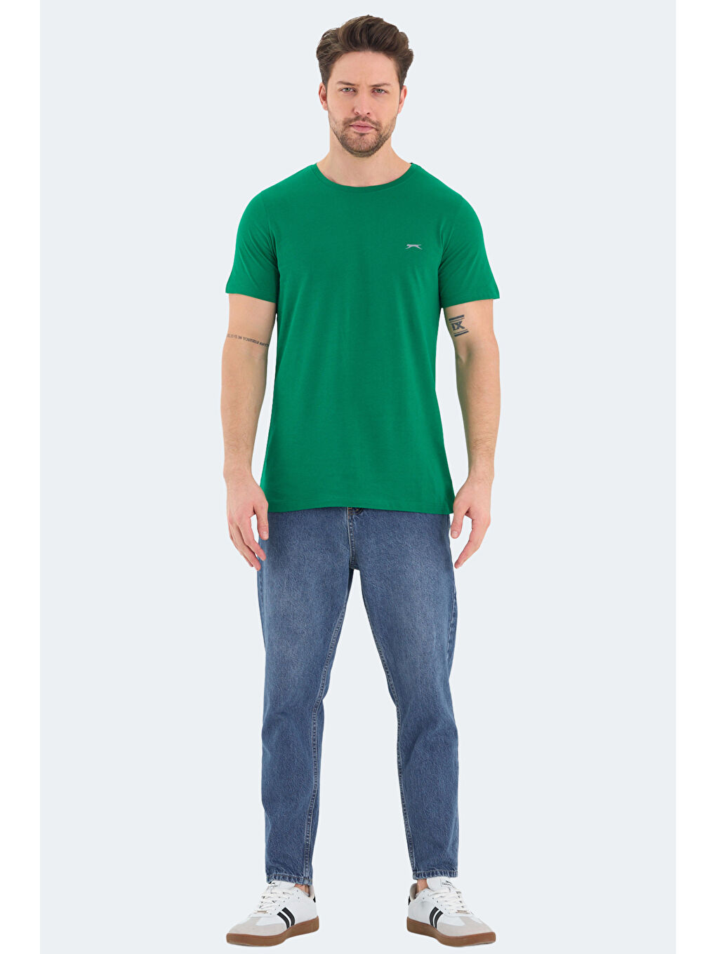 ROSALVA Erkek %100 Pamuk Tişört Yeşil-6