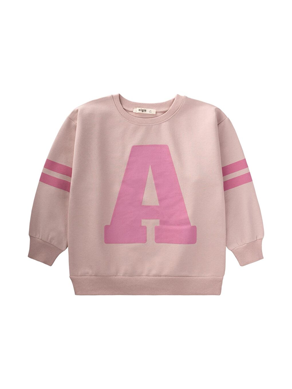 CİGİT A Baskılı Sweatshirt 2-10 Yaş Pudra Pembe