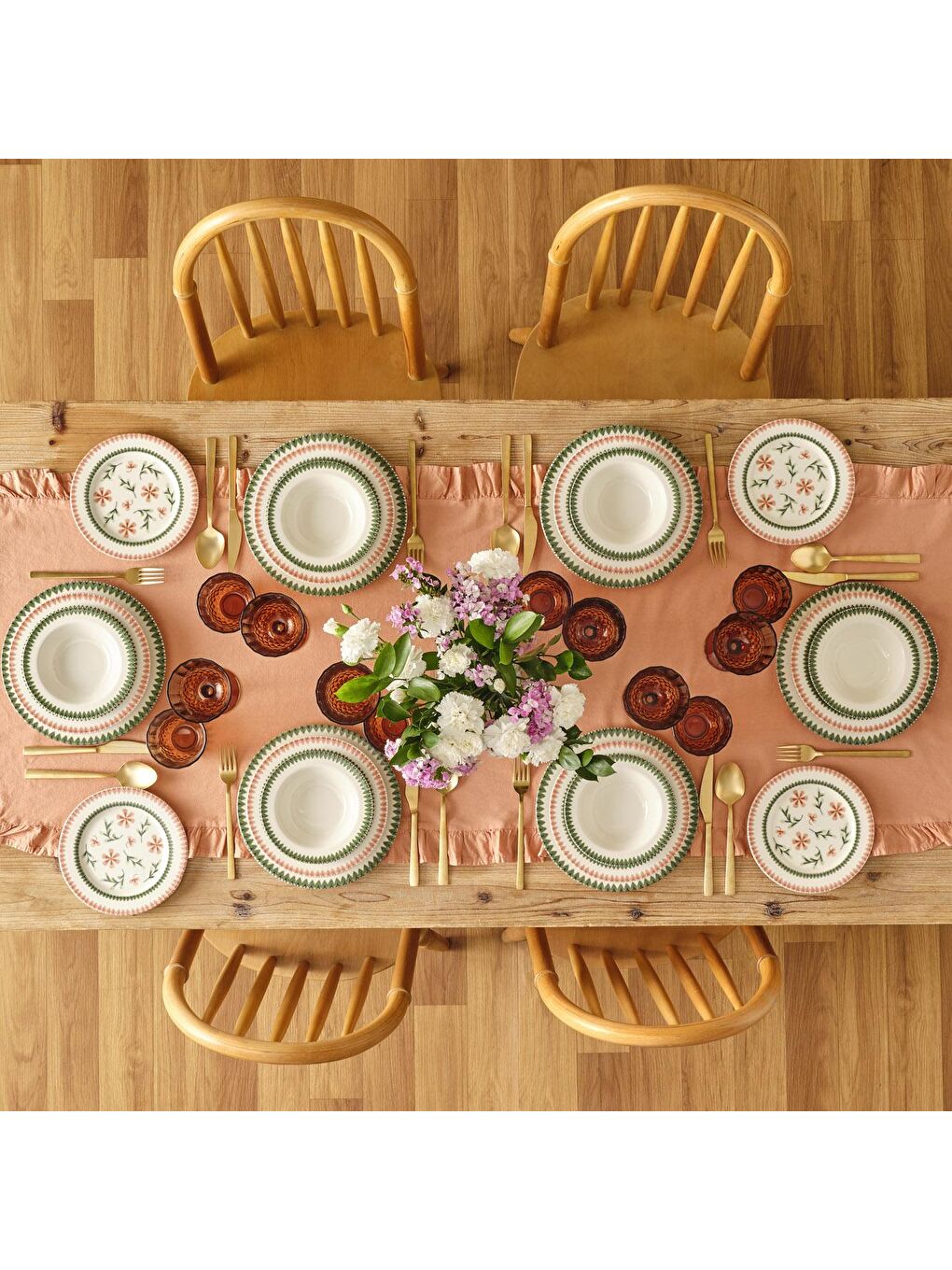 Karışık Flowers Stoneware 44 Parça Yemek ve Kahvaltı Takımı-1