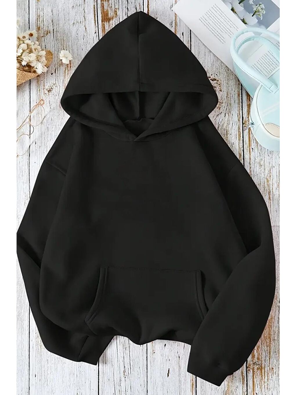 Siyah Leopar Sırt Baskılı İçi Pamuklu Unisex Sweatshirt-1