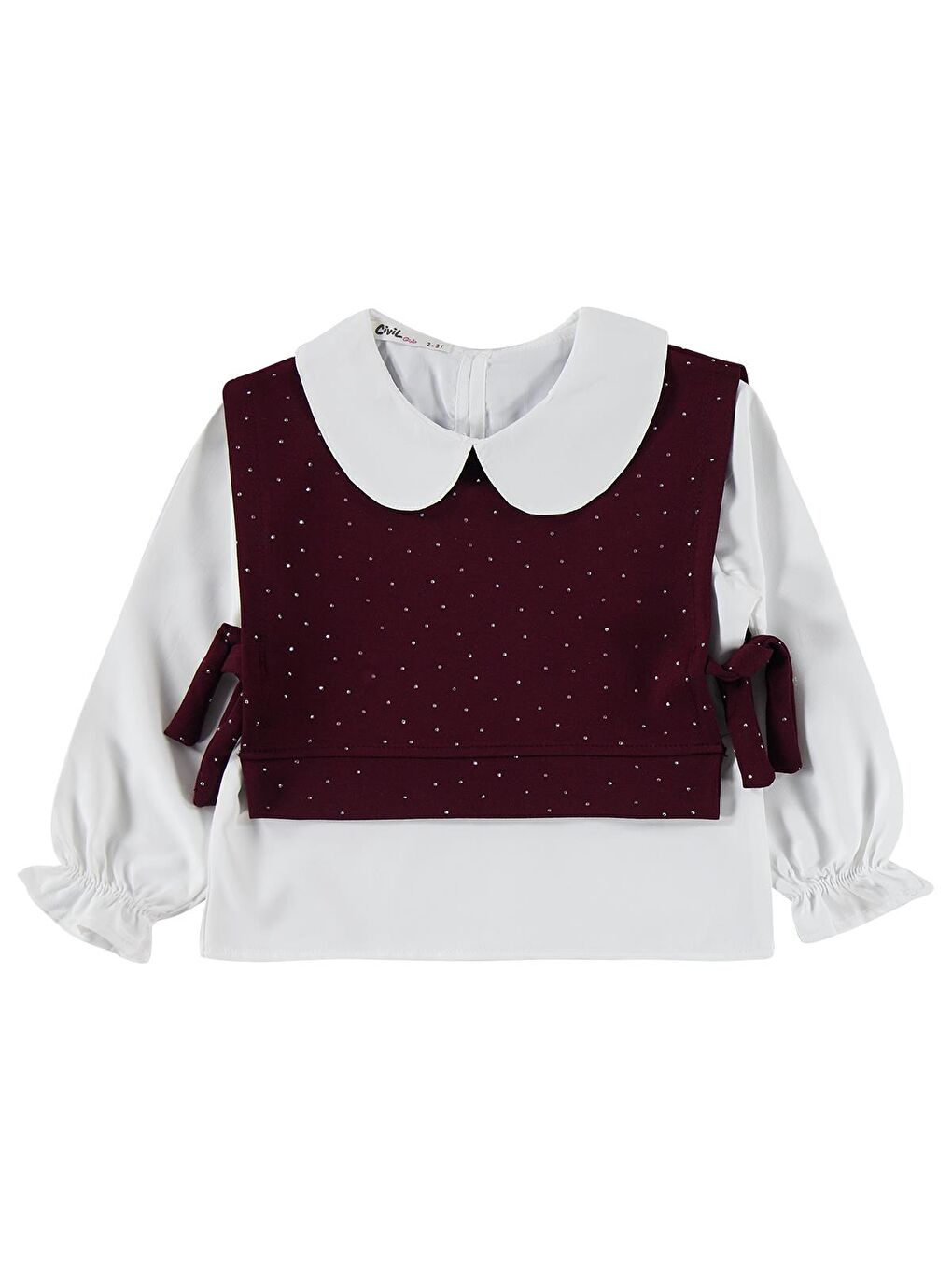 Girls Yakalı 2-5 Yaş Takım - Bordo-1