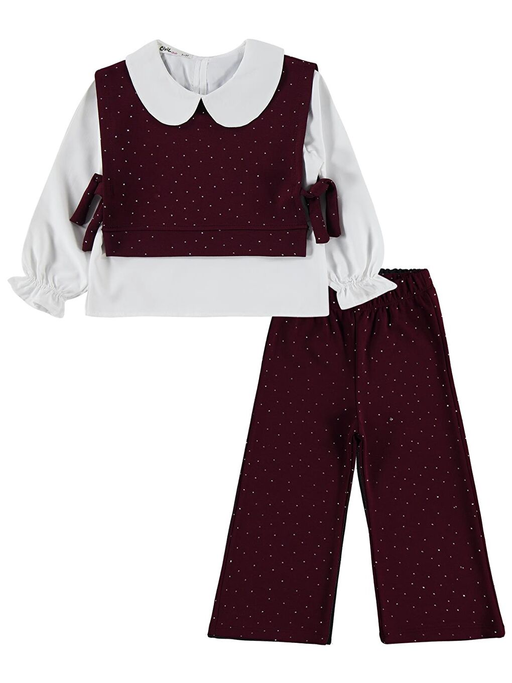 Girls Yakalı 2-5 Yaş Takım - Bordo-2