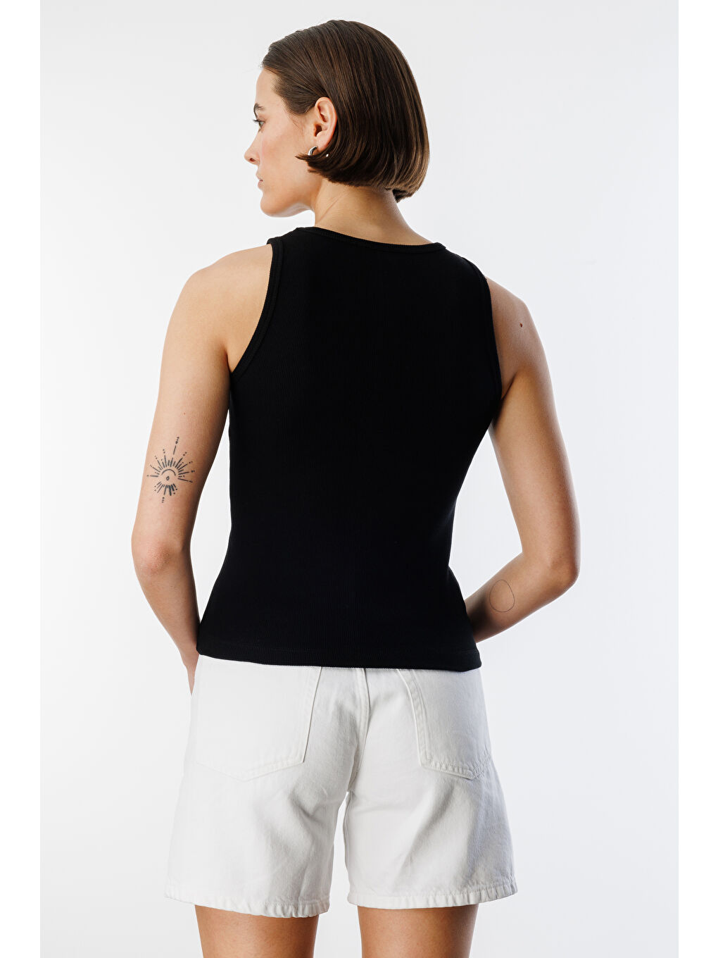 Siyah Kadın Fitilli Görünümlü Kalın Askılı Basic Atlet ATLET2-5