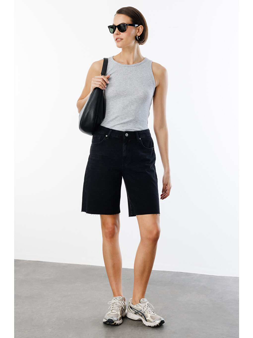 Gri Kadın Fitilli Görünümlü Kalın Askılı Basic Atlet ATLET2-1