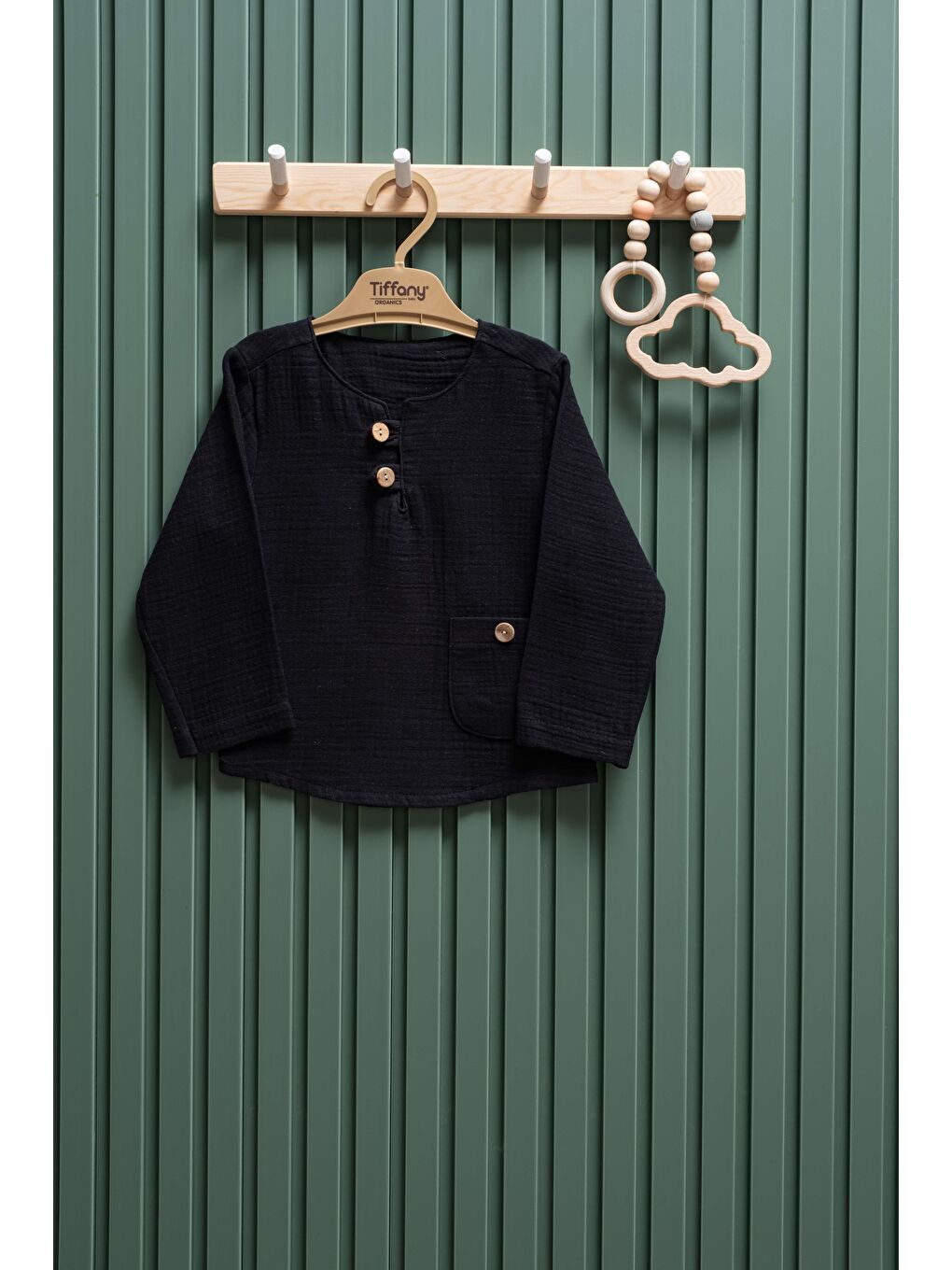 Siyah Unisex Müslin Uzun Kollu Tişört 6 Ay 3 Yaş %100 Pamuk