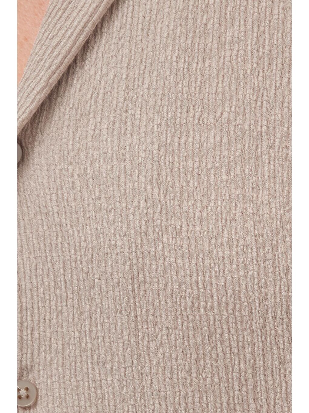 Bej Erkek Standart Fit Kısa Kollu Beli Bağcıklı Apaş Yaka Taş Gömlek Jogger Takım-5