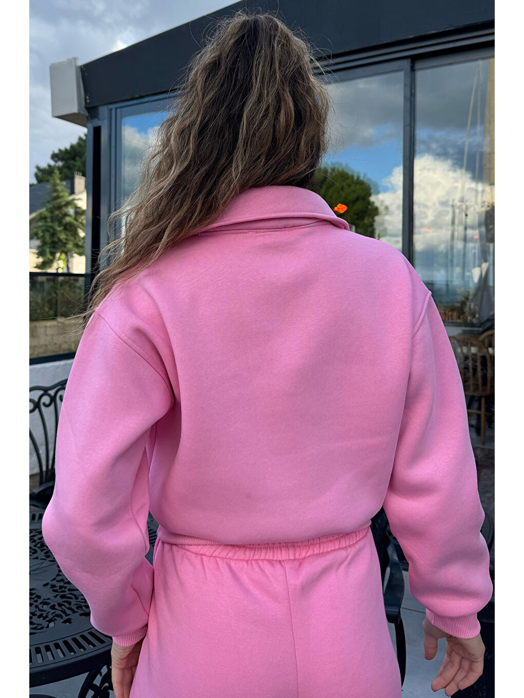 GÜLSELİ Pembe Polo Yaka Şardonlu Kadın Sweatshirt - 2