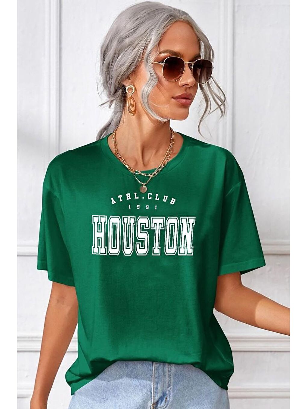 uyguntarz Yeşil Unisex Houston Baskılı T-shirt