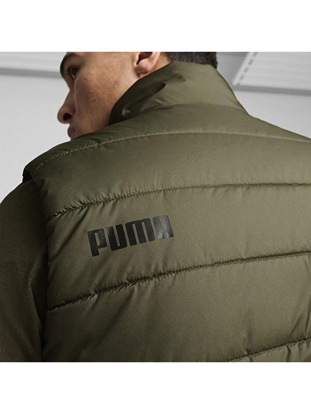 Essential Padded Erkek Haki Dik Yaka Yelek-2