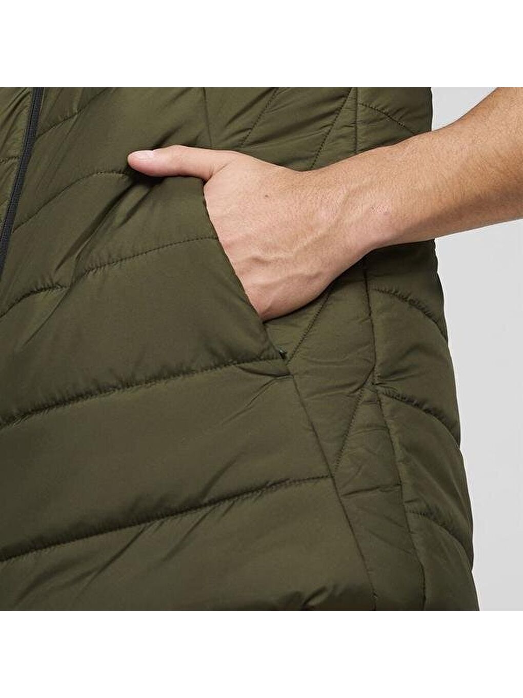 Essential Padded Erkek Haki Dik Yaka Yelek-3