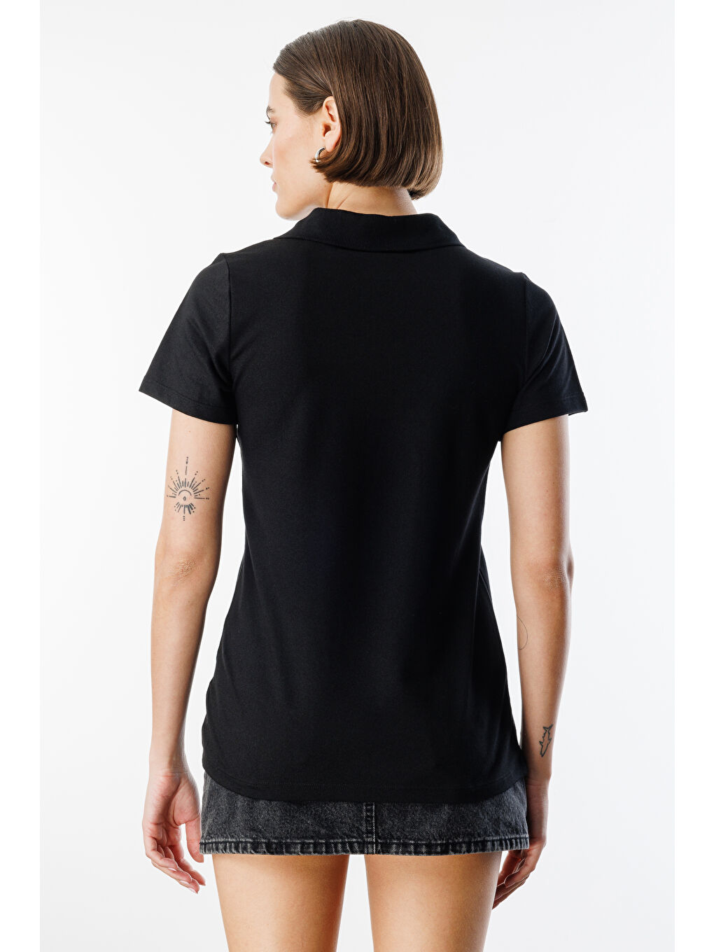 Siyah Kadın Basic Polo Yaka Tişört KADIN-POLOYAKA-5