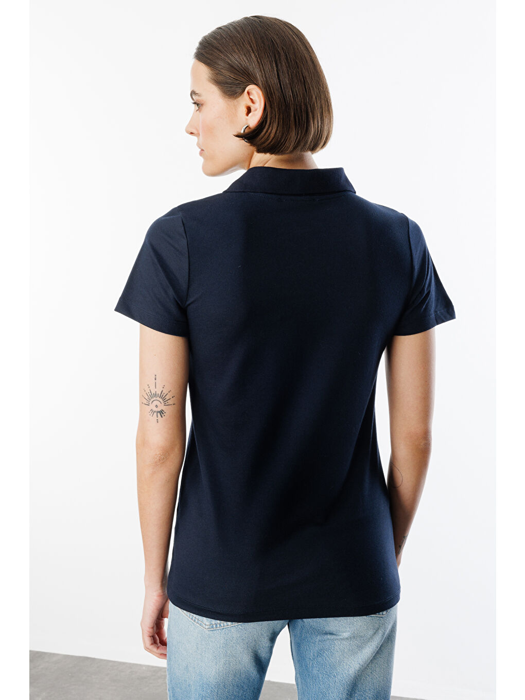 Lacivert Kadın Basic Polo Yaka Tişört KADIN-POLOYAKA-6