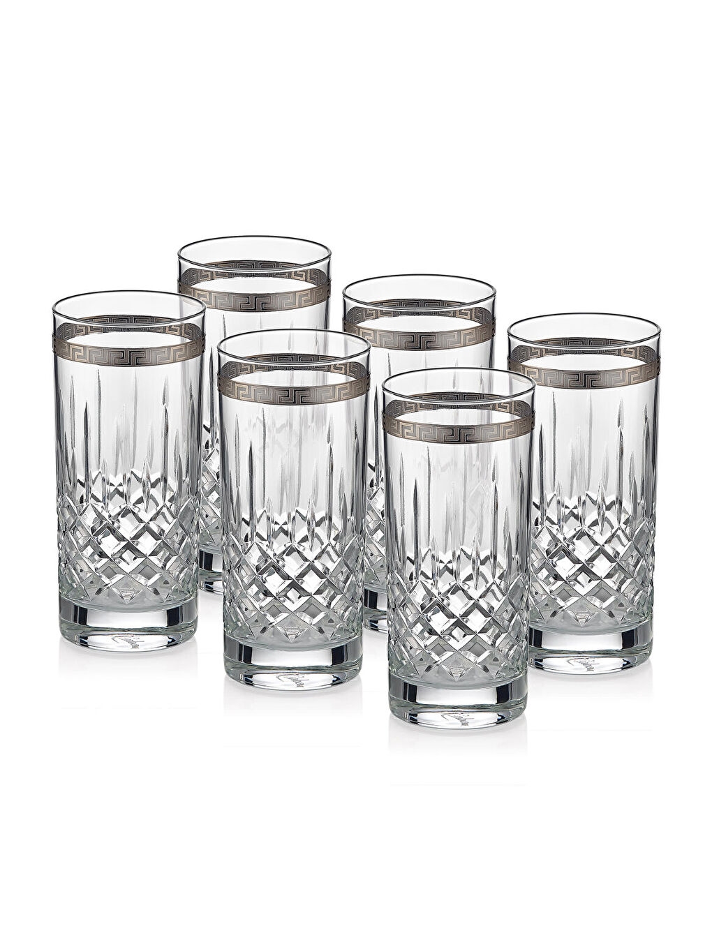 Ekru Barok 6 Parça Limonata Bardağı Platin