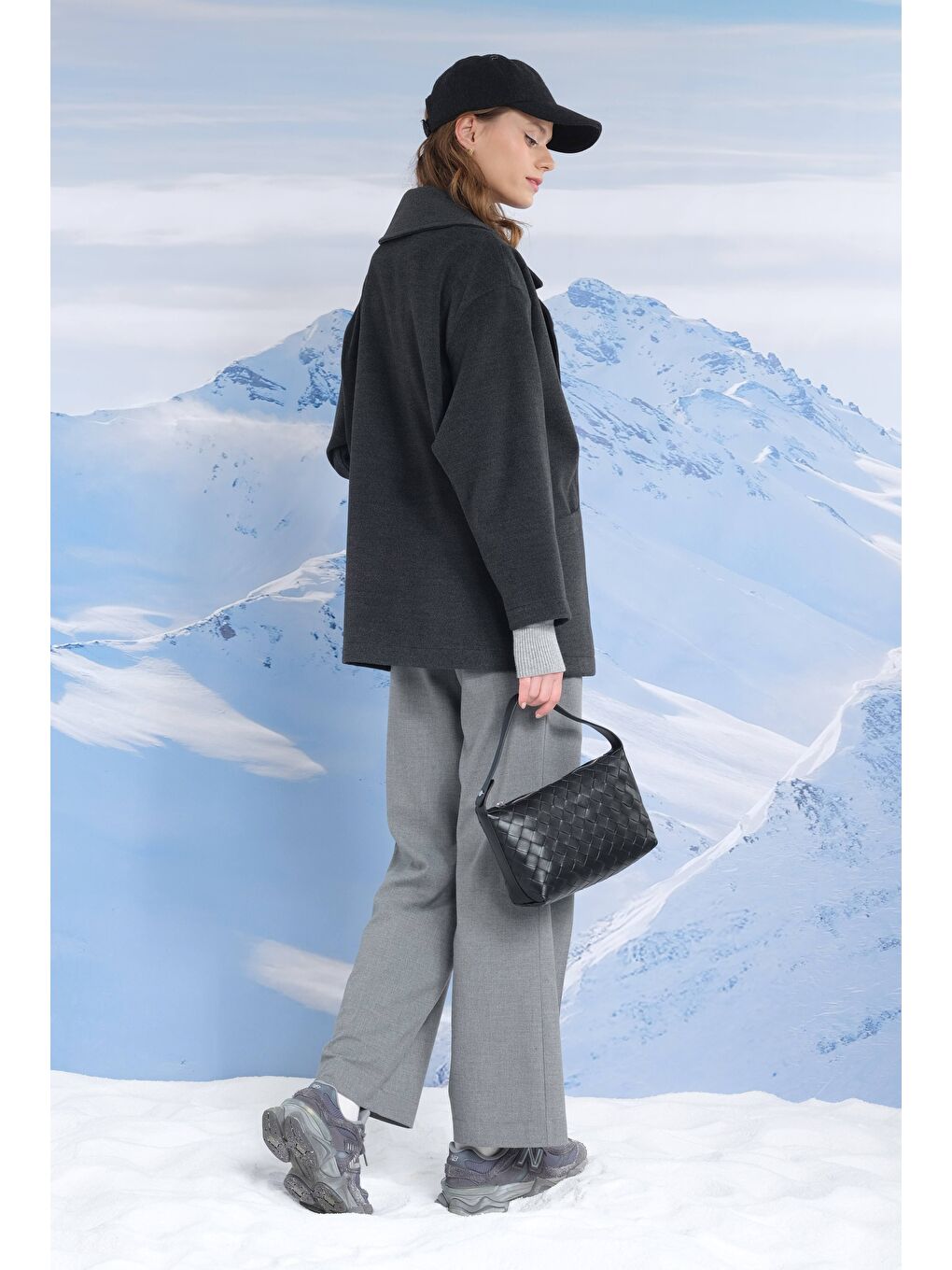 Geniş Yaka Kaşe Kaban Antrasit-3