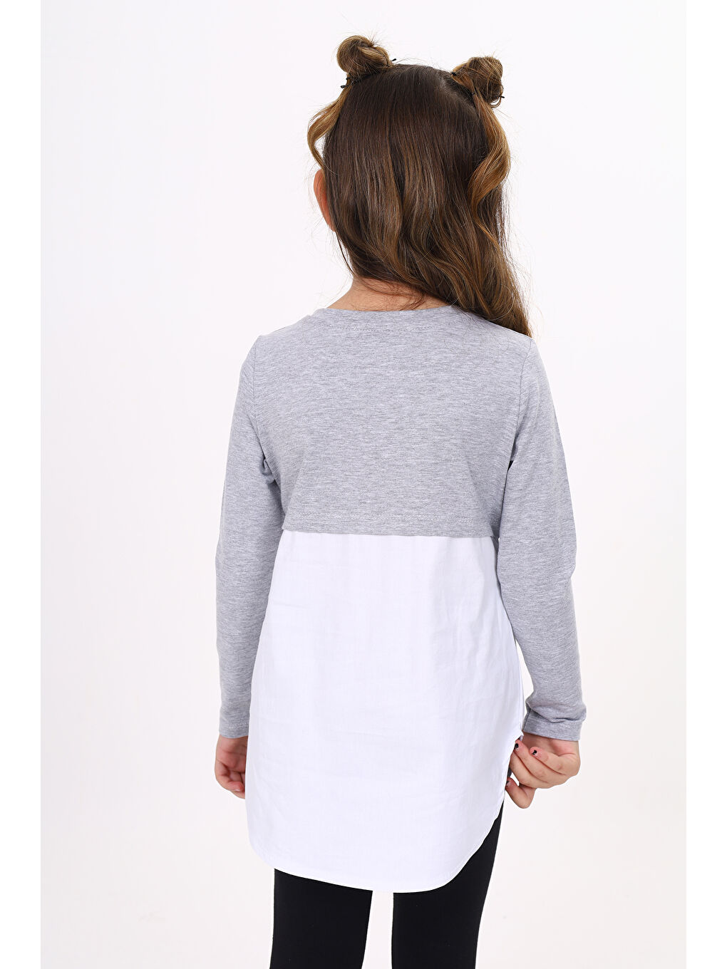Gri Kız Çocuk Paris London Baskılı T-Shirt-3