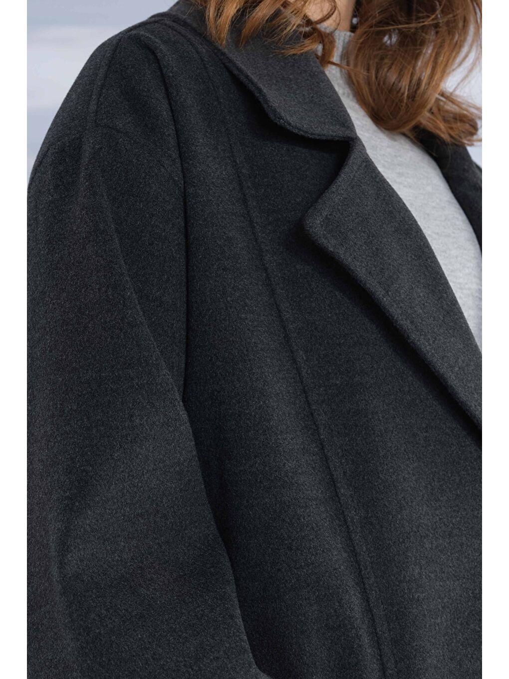 Geniş Yaka Kaşe Kaban Antrasit-4
