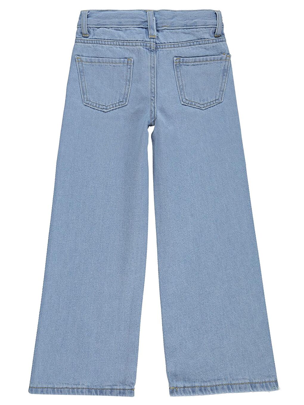 Girls Taşlı Bol Paça 10-13 Yaş Pantolon Jean - Mavi-1