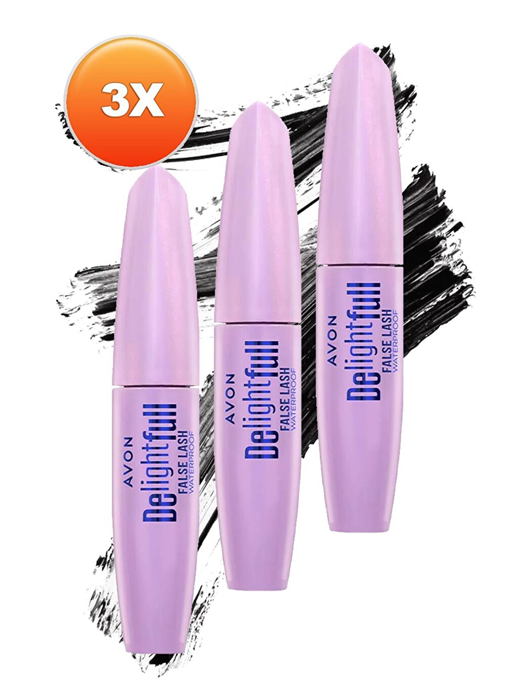 AVON Renksiz Delightful False Lash Suya Dayanıklı Maskara Blackest Black 3'lü Set 10 ml - 1