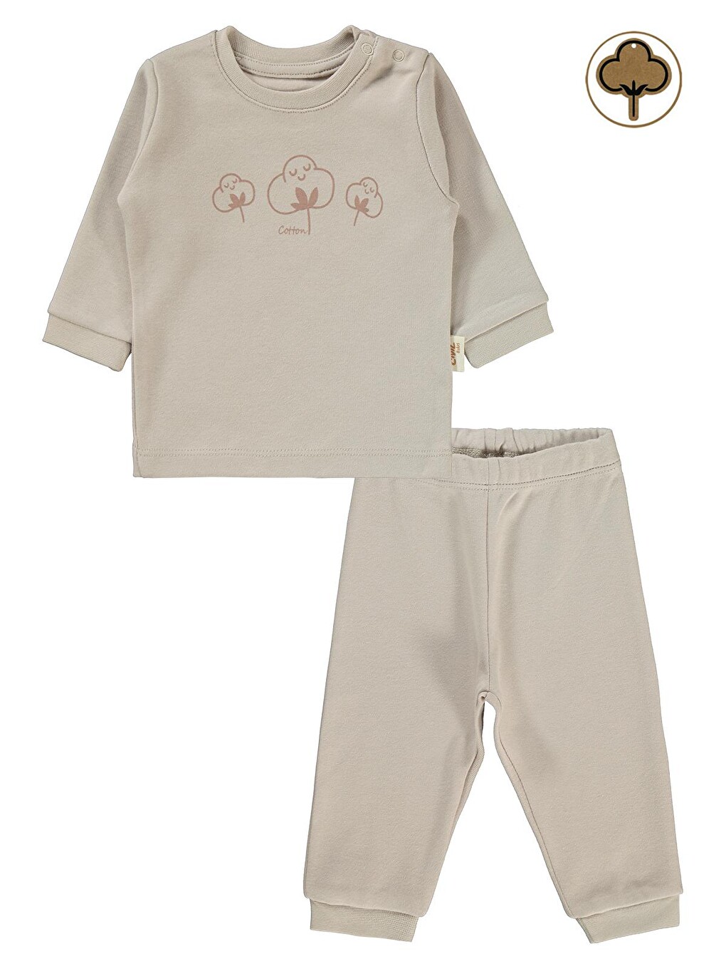 Baby Bebek Organik Pijama Takımı 1-9 Ay Açık Bej