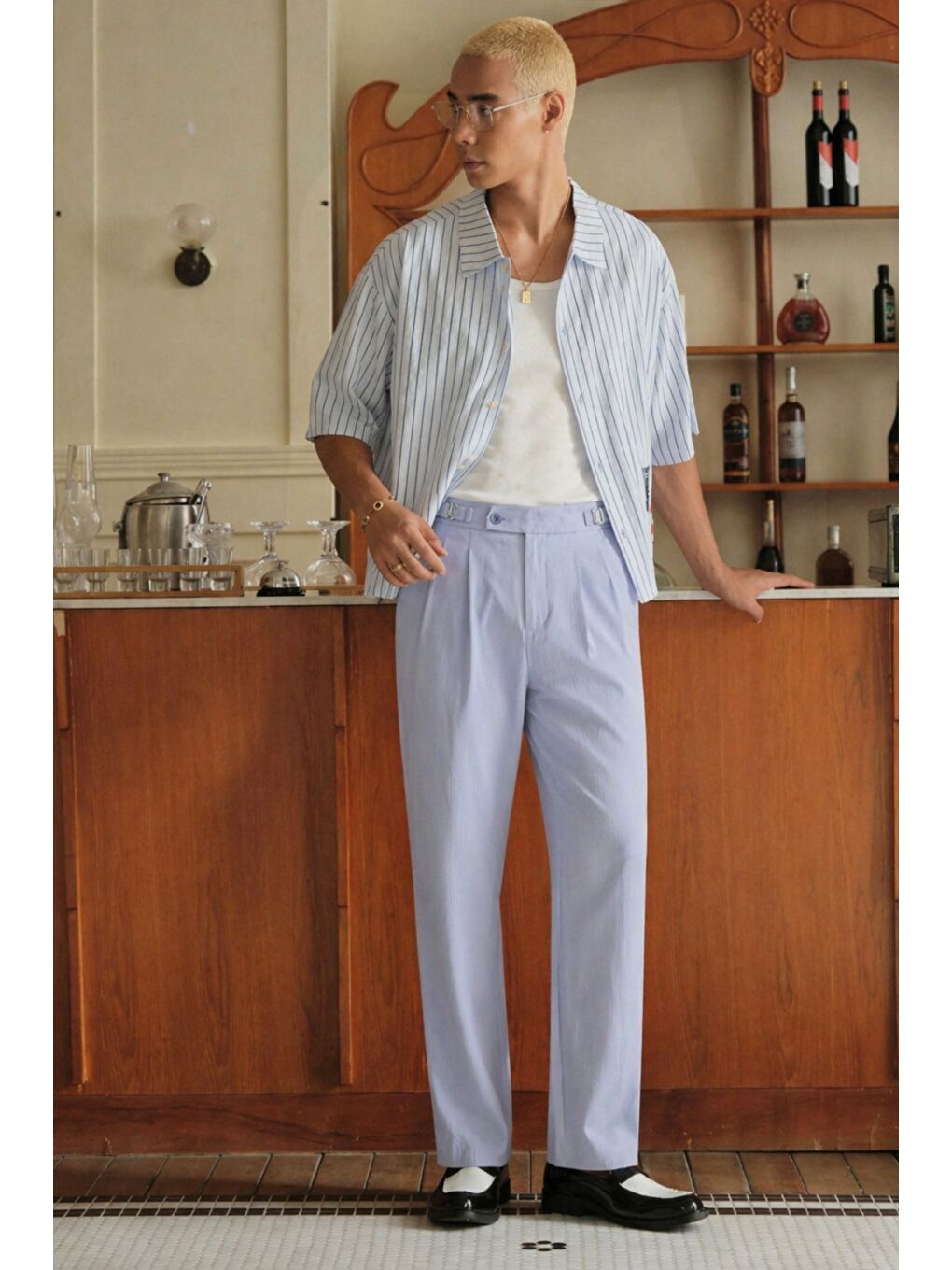 Mavi Erkek Pileli Old Money Klasik Kumaş Pantolon Rahat Kalıp Yazlık-1