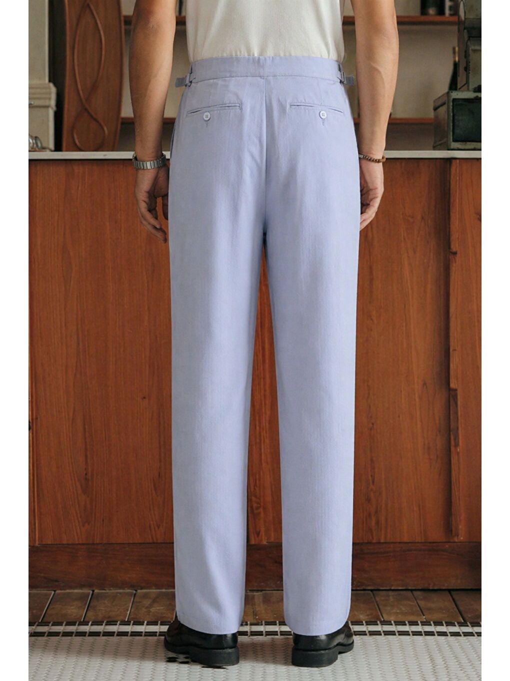 Mavi Erkek Pileli Old Money Klasik Kumaş Pantolon Rahat Kalıp Yazlık-2