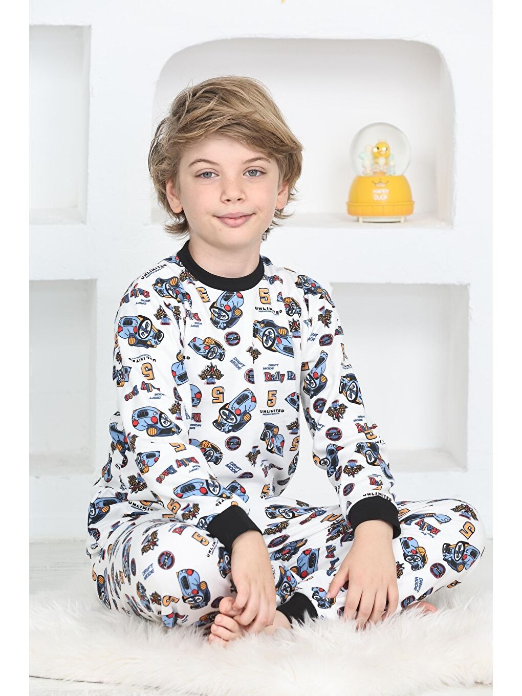 Kapi Kids Beyaz Erkek Çocuk Spor Araba Baskılı Pijama Takımı 1-11 Yaş 4924-26 - 2